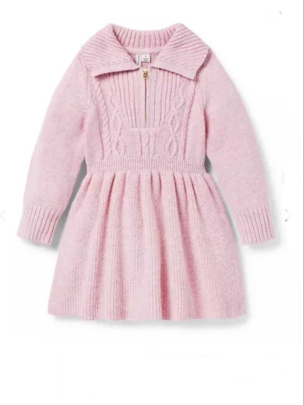 Janie and Jack Soft Pink Cable-Knit Zip Sweater Dress👗Sz 7